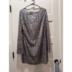 VNTG 70s Style Disco Queen Mini Dress • Shimmer Sequin Geometric • Large